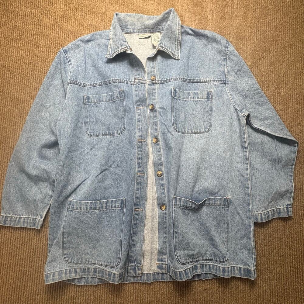 Cabin Creek Vintage 90’s denim chore jacket Light Wash Button Down Women size XL